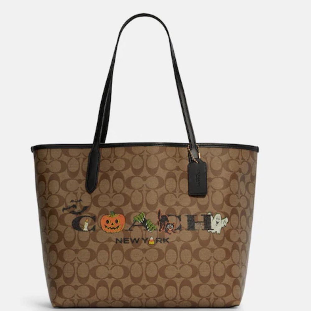 Coach City Tote In Signature Canvas With Halloween
